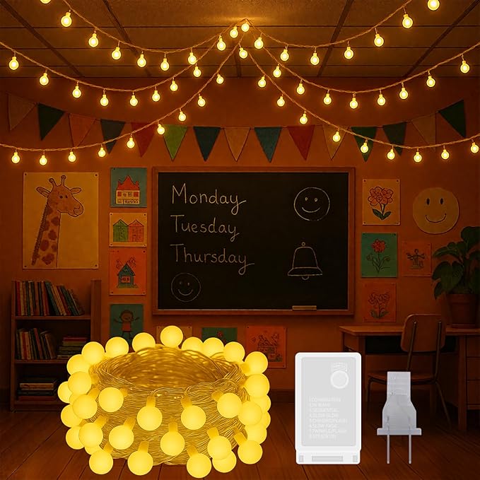 String Lights for Bedroom, 200 LED Globe Plug in Fairy Lights, 66FT Connectable Warm White Twinkle Lights with 8 Lighting Modes, Cozy Bed & Wall Decor, Waterproof for Outdoor Use