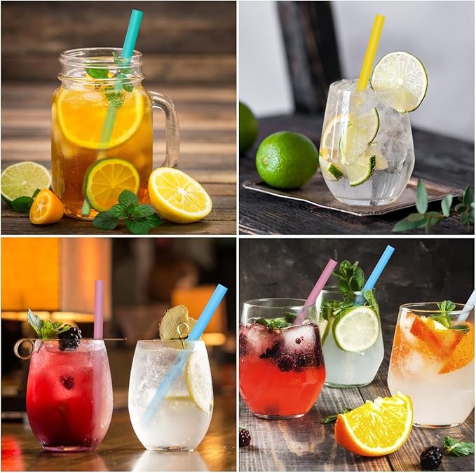 5.75" Short Cocktail Straws Plastic-Free,Colorful Disposable Drinking Straws 200pcs,Plant-Based Stylish Party Straws,A Plasticless Sturdy Drinking Straws for Hot and Cold Drinks Not Foggy