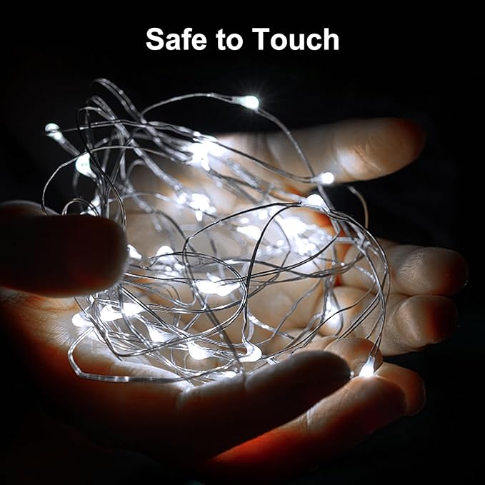 ZGWJ Fairy Lights Battery Operated, 100 Pack Twinkle String Lights 20 LED 7FT 3 Lighting Modes for Bedroom Decor, Easter, Halloween, Christmas, Party Indoor and Outdoor Decoration (White, 100PCS)