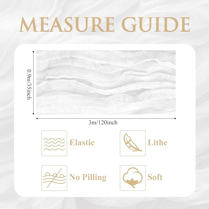 Table Runner Cheesecloth 10FT Ivory Boho Gauze Cheese Cloth Rustic Sheer Table Runners for Wedding Bridal Baby Shower Party Decoration