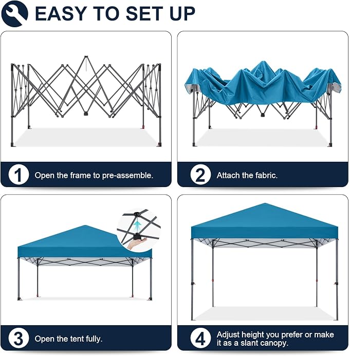 COOSHADE Durable Easy Pop Up Canopy Tent 10x10Ft, Turquiose
