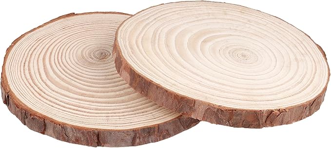 30 Pack 6-7 Inch Natural Wood Slices for Crafts, Unfinished Wood Slices with Bark 0.6 Inch Thick Wood Rounds Wooden Coasters for Crafts, Ornaments, Decorations