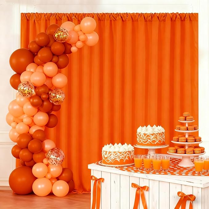 Orange Backdrop Panels Background: Polyester Backdrop Curtains Fabric 10ftx8ft Wall Backdrop Stage Wedding Decorations Drape Autumn Halloween