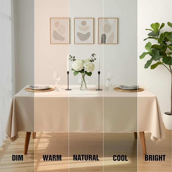 Fixwal 2 Pack Beige 60 x 102 Inch Rectangle Tablecloths, Reusable Heavy Duty Washable Polyester Table Covers for 6 Ft Tables, Wedding, Bridal Shower, Boho Party, Outdoor, Picnic