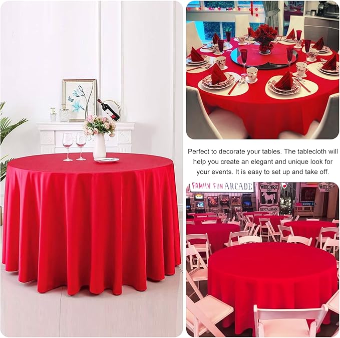 4 Pack Round Tablecloth 70 Inch Polyester Washable Decorative Fabric Table Covers for Wedding Dining Table Buffet Parties Banquet Decoration（Red）
