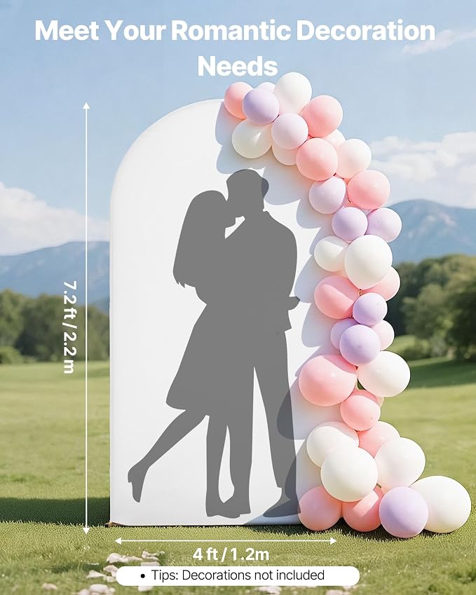 VEVOR Arch Backdrop Stand, 7.2 x 4 ft, Stable Structure, Easy Assembly, 1 Set Gold Metal Arch Backdrop Stand with Cover for Wedding, Birthday Party, Holiday Celebration, and Ceremony Decoration
