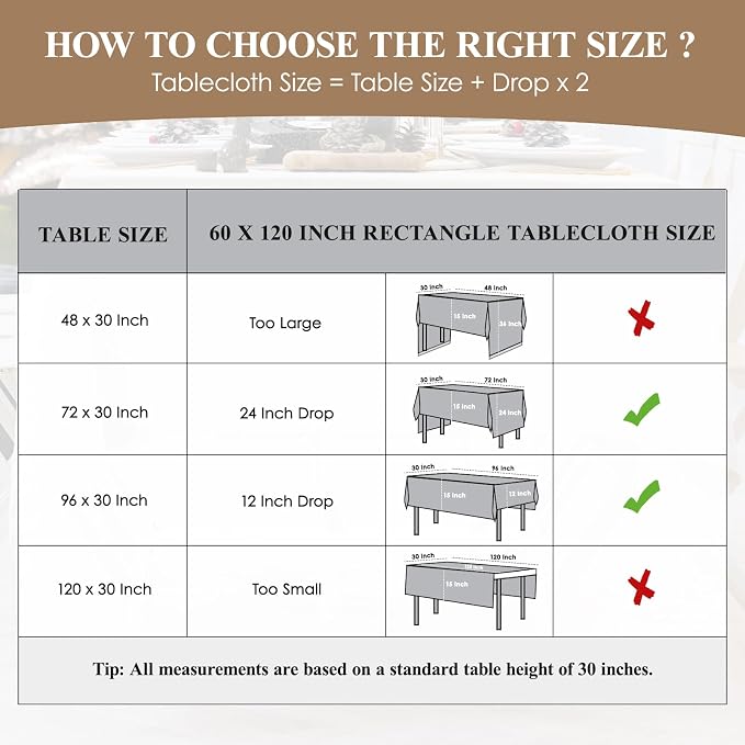 Rectangle Tablecloths 60x120 Inch 8 Pack White Tablecloth for 6ft Washable Decorative Linen Polyester Table Cloths for 8ft Dining Table Banquets Buffet Parties and Wedding