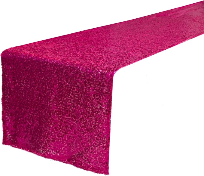 JYFLZQ Hot Pink Sequin Table Runner 12" x 72" Sparkly Fuchsia Metallic Table Runner Glitter Sequin Runner for Table Birthday Party Event Decorations