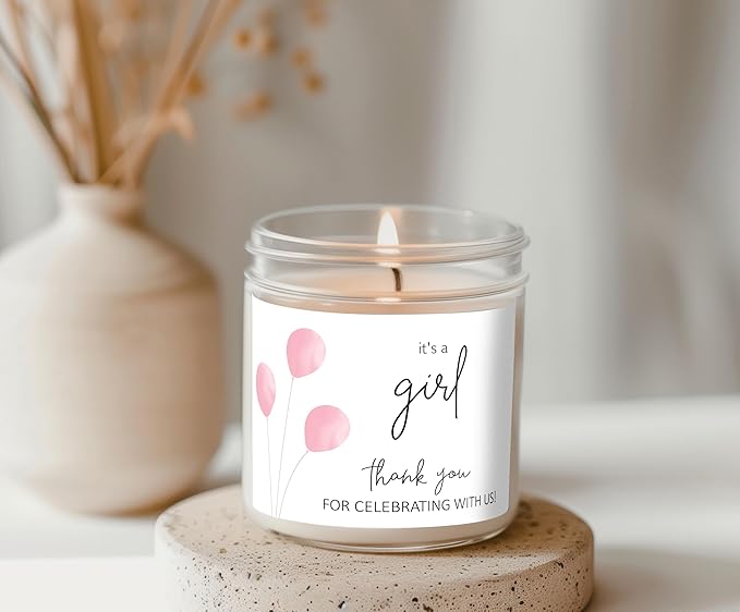 It’s a Girl Mini Champagne Bottle Labels ● SET of 12 ● Pink Baby Shower Mini Champagne Label, About to POP Thank You for Celebrating with us Favors Stickers Gender Reveal WATERPROOF (Balloons)