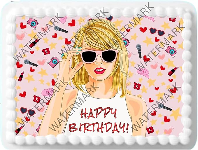 Cake Topper Edible for Taylor Birthday Party 8.5 X 11 inch Swif