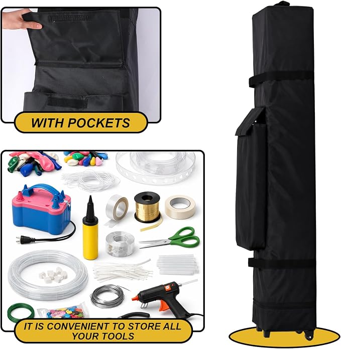 Abbylike 62 x 9 Inch Balloon Arch Frame Storage Bag with Wheels Balloon Kit Travel Bag for Transport and Storage Wedding Arch Stand Backdrop Frame Organizer for Ceremony Bridal Shower Birthday Decor