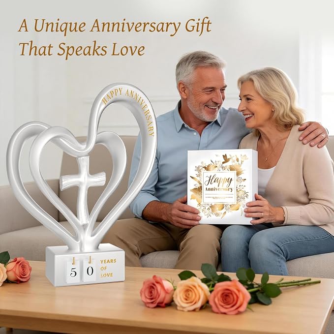 Wedding Anniversary Heart Sculpture Gifts Best for Couple Parents Wife Husband Unique 10th 25th 50th Anniversary Wedding Gift Ideas