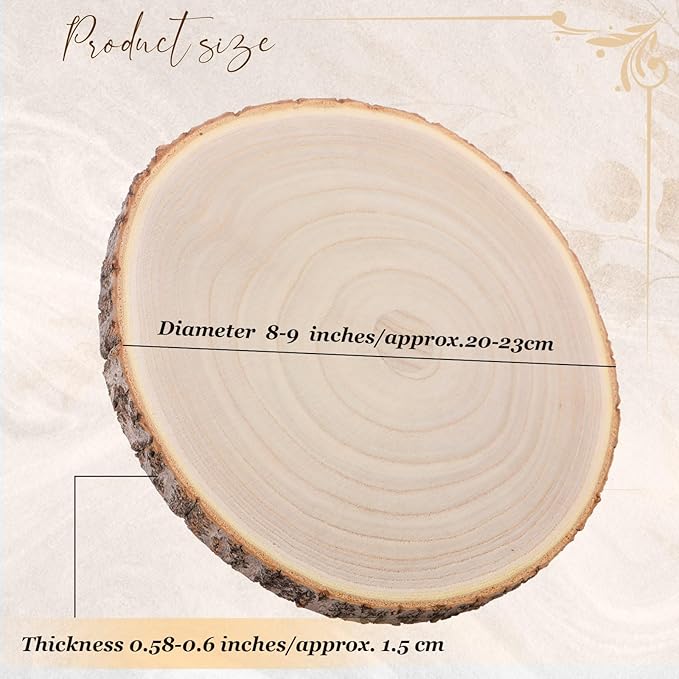 Tioncy 10 Pack Large Wood Slices for Centerpieces Unfinished Rounds Wood Slabs for Tables Decor Natural Wooden Circle for DIY Crafts Rustic Wedding Centerpiece Decor (8-9 Inch)