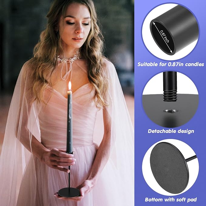 Sieral Candle Holders Bulk Taper Candlesticks Holders Set Modern Decorative Metal Candelabras for Wedding Anniversary Home Dining Table Centerpiece Xmas Party Decor(Matte Black,36 Pcs)