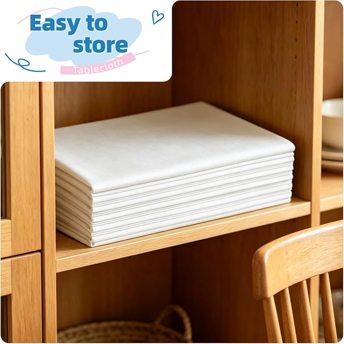WIGENIUS 6 Pack Ivory Table Cloth Rectangle Tablecloths 70X120 Inch,Polyester Table Cloth for 8 Foot Rectangle Tables,Wrinkle Resistant Washable Fabric Table Covers for Party,Wedding Banquet
