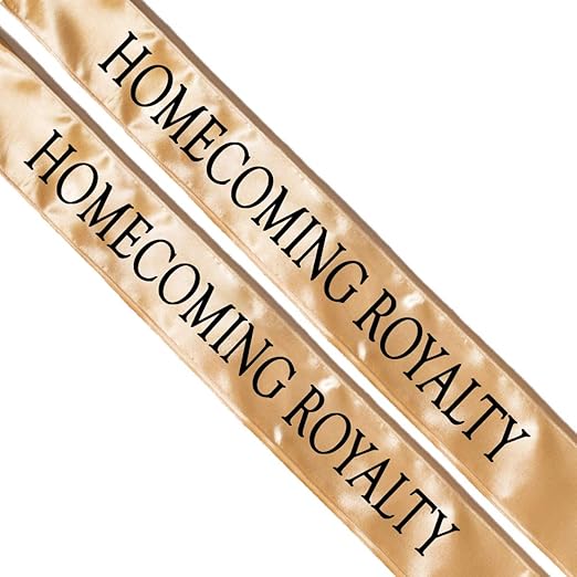 Anderson's Gold Satin Homecoming Royalty Sash Set, Elegant 3" x 72" Sashes with Black Imprint for Homecoming Night Coronation and School Events, 2‑Piece Set