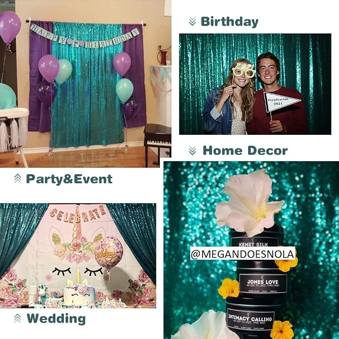 Eternal Beauty Teal Sequin Backdrop, 10x10 Ft Glitter Background Curtains for Shimmer Photography Party Wedding Birthday Back Drop Decor