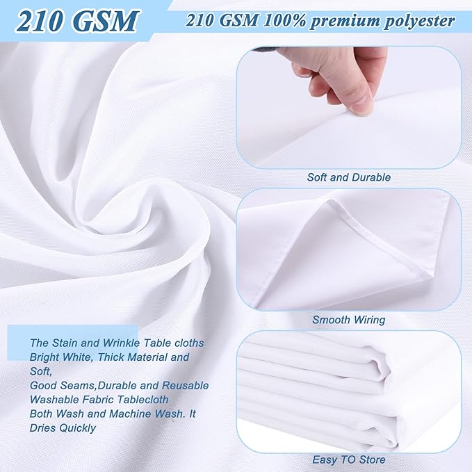 Kesfey 120 Inchs White Round Table Cloths 2 Packs Wrinkle Resistant Polyester Tablecloth Washable Banquet Tablecovers splashproof High Density Table Covers Fabric Tablecloths for Wedding Birthday