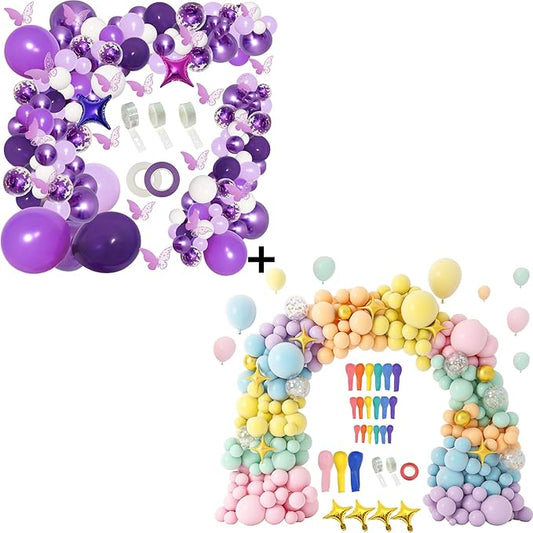 PERPAOL 150pcs Purple Balloon Garland Kit，and PERPAOL 146pcs Pastel Balloon Garland Kit