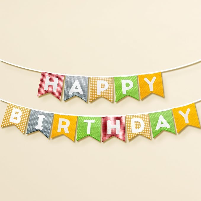 KatchOn, Colorfull Fabric Happy Birthday Banner – Pre-Strung, 10 Feet | Happy Birthday Sign for Birthday Party Decorations for Women, Men | Happy Birthday Sign Backdrop for Happy Birthday Decorations