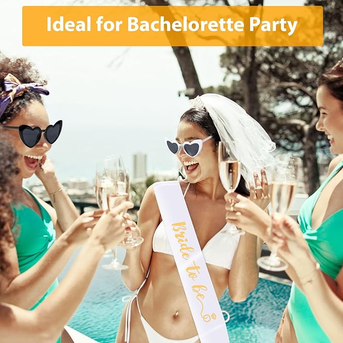 10 Pcs Bachelorette Party Favor Kit,Bachelorette Gifts for Bride,Bride Beach Towels& Bachelorette Inflatable Swim Float,Bridal Shower Decor Ring Pool Float Heart Sunglasses Bulk Bride to Be Sash