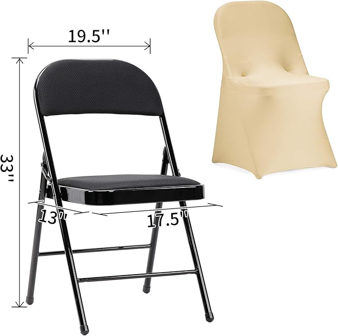 Peomeise Stretch Spandex Folding Chair Cover for Wedding Party Dining Banquet Event (Champagne,25pcs)