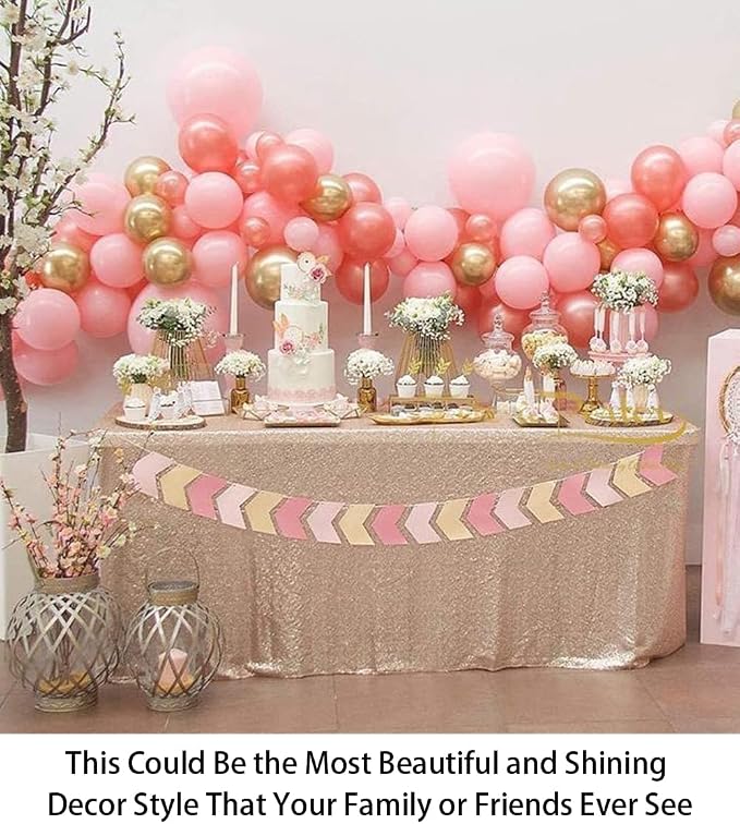 ShiDianYi Sequin Tablecloth, Wedding Table Cloth, Sparkle Sequin Linens, Glitz, Sequin Cake Tablecloth, Sequin Tablecloth, Wedding, Bling, Event, Decor, Sparkle, Party (90x156-Inch, Champagne)