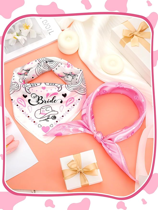 8 Pack Bride Bandanas Light Blue Head Scarf Last Rodeo Bachelorette Party Supplies Pink Bandanas Maid of Honor Gift