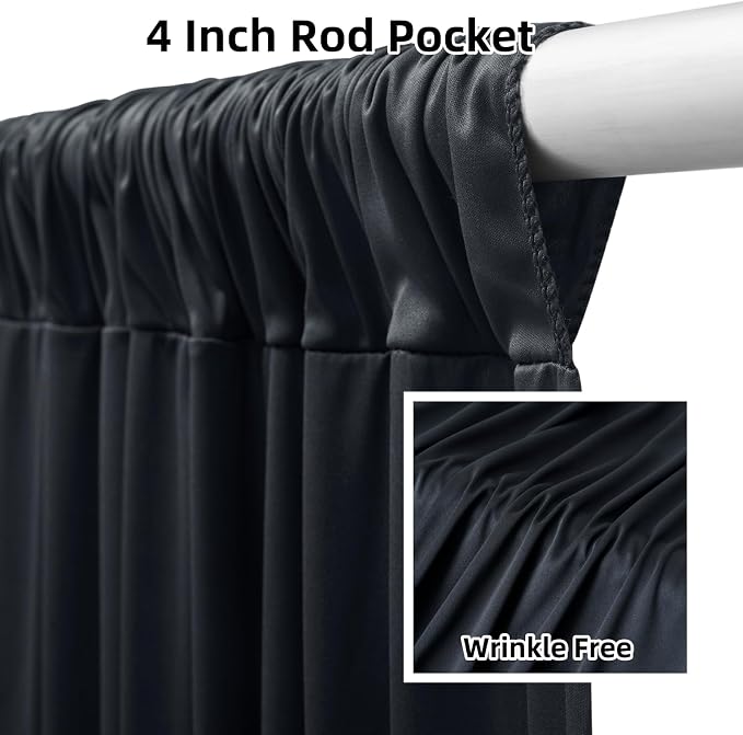 20ftx12ft Black Backdrop Curtain -Wrinkle Free Black Drapes for Birthday Parties, Photography, and Wedding Receptions-4 Panels 5FTx12FT