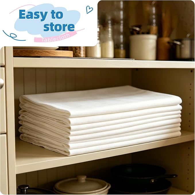 WIGENIUS 10 Pack White Table Cloth Rectangle Tablecloths 70X120 Inch,Polyester Table Cloth for 8 Foot Rectangle Tables,Wrinkle Resistant Washable Fabric Table Covers for Party,Wedding Banquet