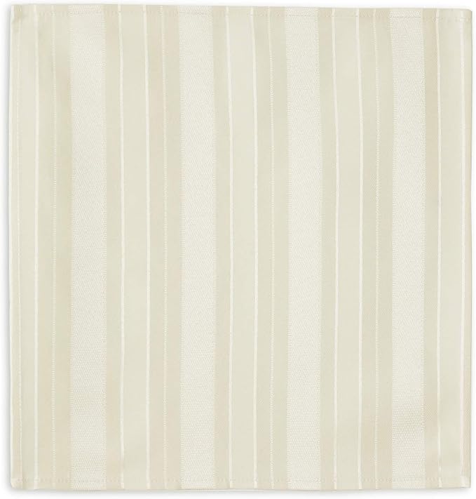 Newbridge 52 x 52 Inch Square Ivory Fabric Tablecloth, Denley Satin Stripe, Heavy Weight No Iron Polyester Holiday Dining & Party Table Cover