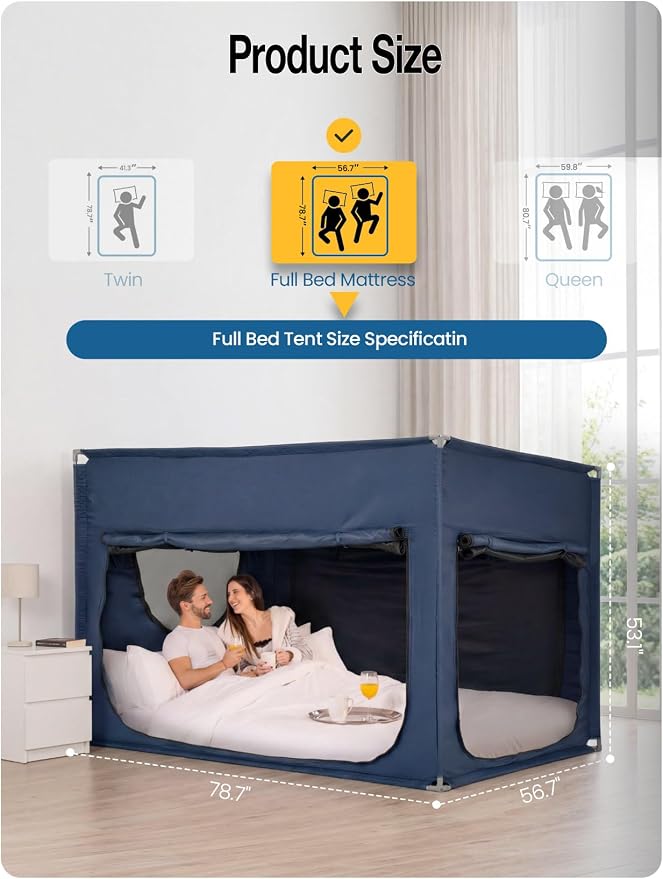 ANC POP Portable Bed Tent, Blackout Privacy Canopy with 3 Doors & Breathable Mesh, Large Space for Adults, Indoor Sleeping Shelter for Dorms/Shared Rooms
