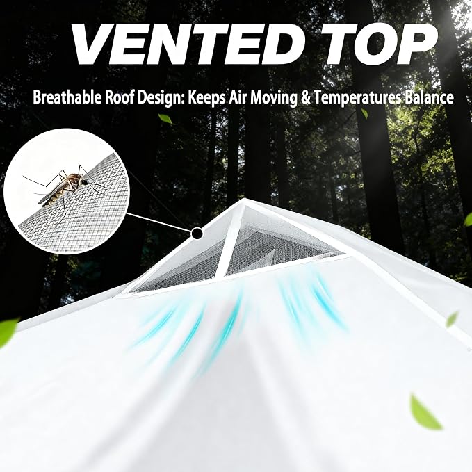 SANWAY 10x10 Pop Up Canopy Tent with Sidewalls x 4 – Easy Setup Canopy Tent, Waterproof, UV-Resistant, Portable with Carry Bag for Outdoor Events, Camping, and Backyard Parties – Silver White