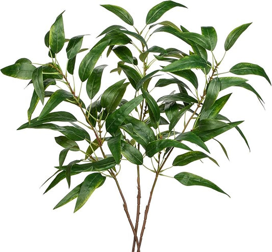 Faux Eucalyptus Stems Willow Eucalyptus Leaves 34” Long Fake Salix Leaves 3 Pcs Artificial Greenery Stems for DIY Bouquet Arrangements Centerpieces Shower Decorations-Artificial Eucalyptus Stems