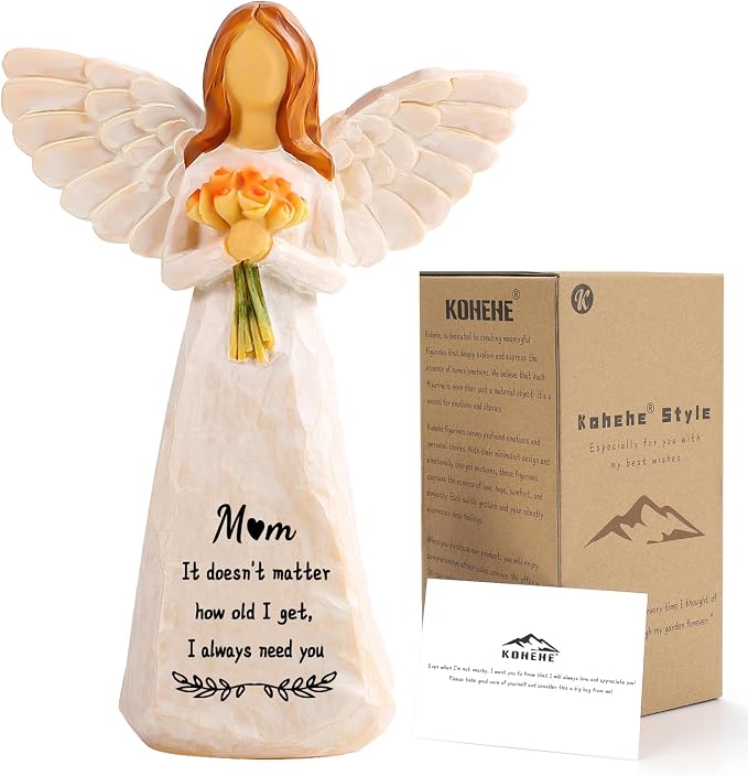 Kohehe Gifts for Mom, Meaningful Mom Birthday Gifts, 5.5" Handmade Angel Figurine, Moms Gift for Birthday, Mothers Day, Valentines Day, Christmas