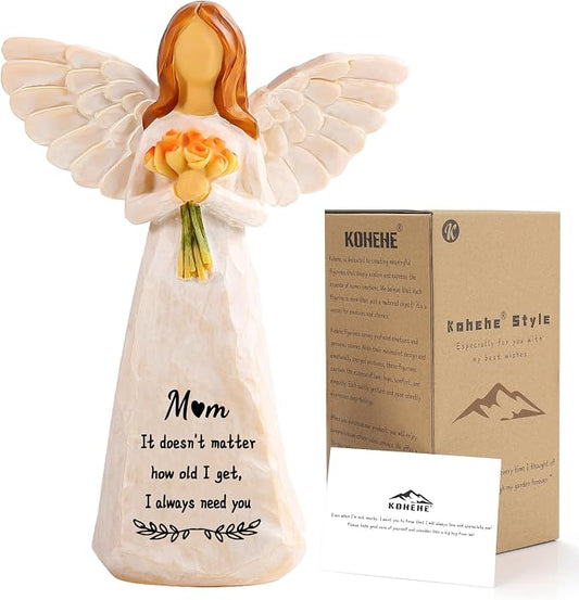 Kohehe Gifts for Mom, Meaningful Mom Birthday Gifts, 5.5" Handmade Angel Figurine, Moms Gift for Birthday, Mothers Day, Valentines Day, Christmas