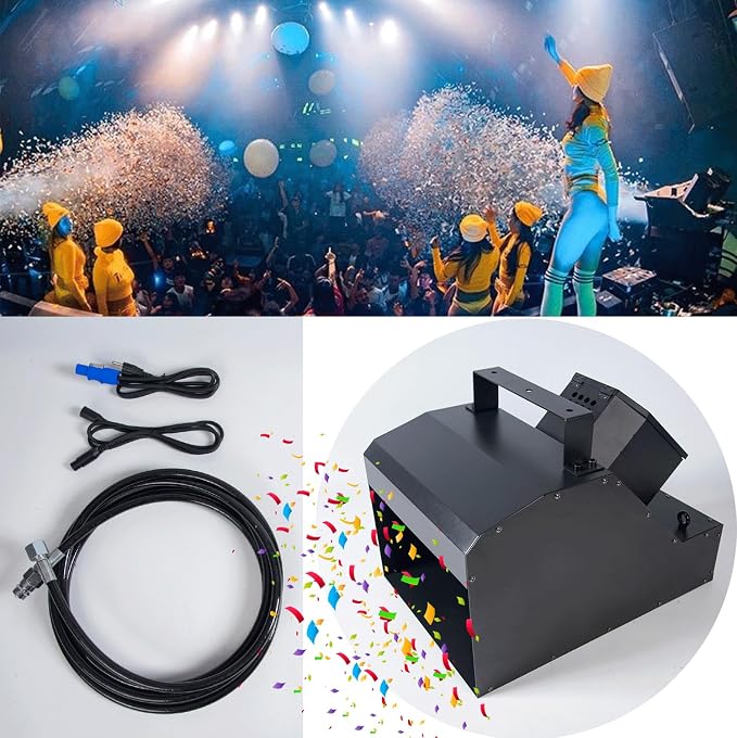 CO2 Fog Confetti Machine DMX Smoke Cannon Confetti Launcher Smoke Machine w/ 6m Hose CO2 Jet Confetti Machine Smoke Effect Decor for DJ Parties Birthday Parties Wedding