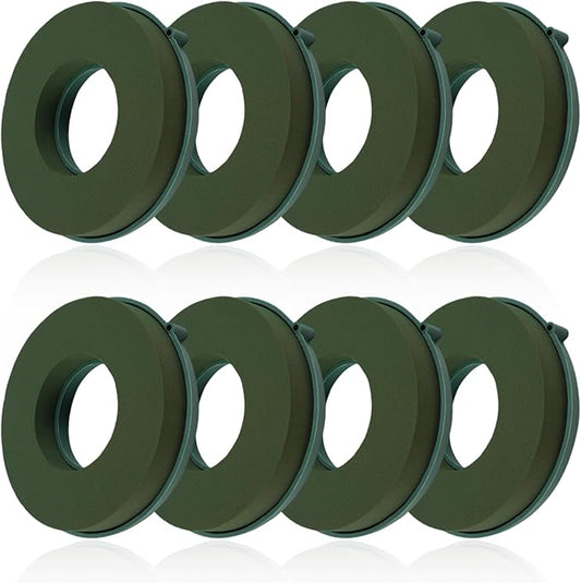 ZOFORTY 8PCS Floral Foam Rings 6 Inch Round Floral Wet Foam Ring Flower Arrangement Kit for Florist Wedding Foam Decoration, Green