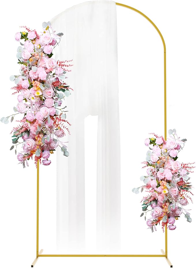 Putros Arch Backdrop Stand, 7.2ft, Metal Wedding Arch Stand, Gold, Arched Background Frame for Birthday Party, Baby Shower, Graduation, Photography Decoration