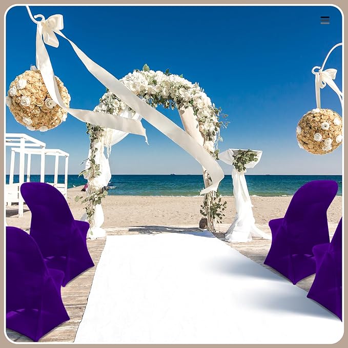 Newwiee 50 Pcs Spandex Chair Covers Bulk - Stretch Folding Flat Front Fitted Universal Chair Protector Pack Removable Washable for Wedding Party Dining Banquet Event (Purple)