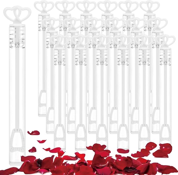 FOIMAS 40pcs Mini Wedding Bubble Wand,Heart Bubble Wand for Guest Wedding Party Favor Bachelorette Party Valentines Day Party Decoration Supply,White