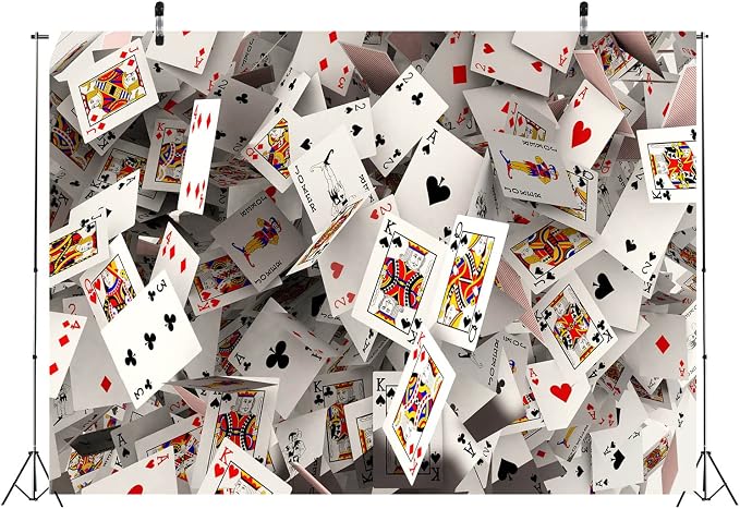 BELECO 15x8ft Fabric Poker Backdrop 3D Playing Cards Photography Background Casino Party Las Vegas Party Decorations Poker Card Backdrop Photo Studio Props Wallpaper