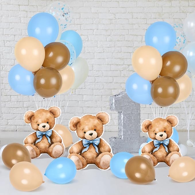 6 Sets Balloon Stand Kit for Table Blue Bear Baby Shower Tables Centerpieces with Balloon Boy Baby Shower Decor for Bear Theme Gender Reveal Birthday Party Table Decorations Supplies