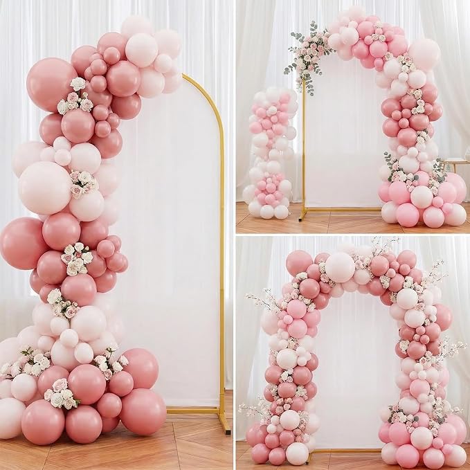 Metal Arch Stand and Cover Set,1 White Spandex Fitted Backdrop with 1 Gold Wedding Arched Stand Frame for Parties Birthday Baby Shower Bridal Banquet Decoration (7.2FT)