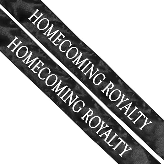 Anderson's Black Satin Homecoming Royalty Sash Set, Elegant 3" x 72" Sashes with White Imprint for Homecoming Night Coronation and School Events, 2‑Piece Set