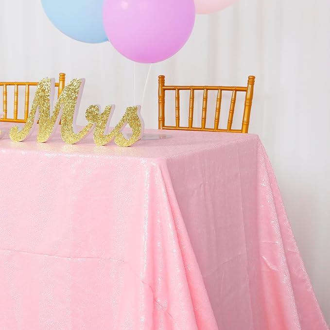 ShiDianYi Shimmer-Baby Pink-Sequin Tablecloth, Rectangle Sequin Table Overlay 60x102-inch, Glitter Table Cloth, Pink Matte Sequins Fabric Tablecloth Sequin Linens