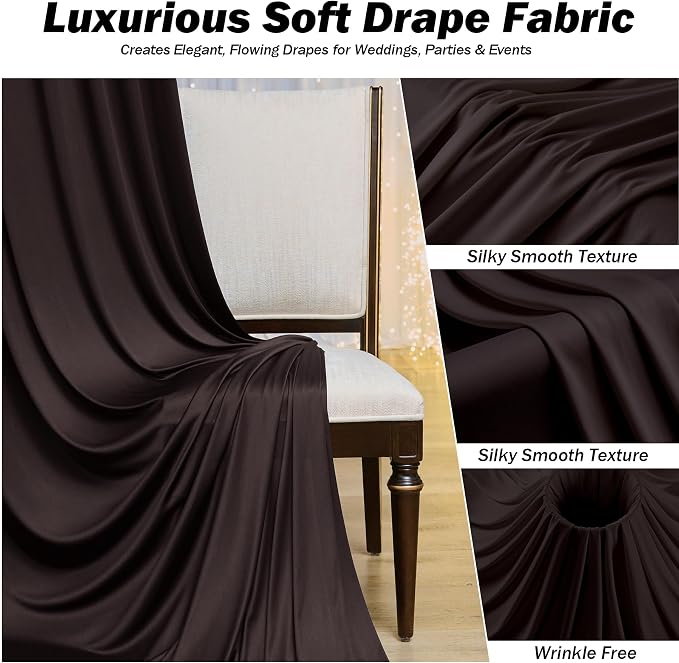 10ft×12ft Brown Backdrop Curtains for Wedding Parties, 2 Panels Wrinkle Free Polyester Photo Backdrop Drapes Back Drop Cloth for Birthday Photography Background