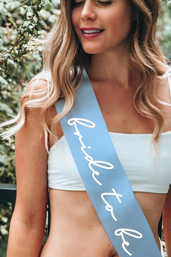LADY&HOME Blue Bride To Be Sash,Bachelorette Party Decorations,Bach Supplies,Bridal Shower Gift,Something Blue Bride To Be Gift