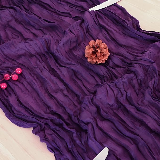 8 Pack Purple Cheesecloth Table Runner 120 Inch 10FT Gauze Cheese Cloth for Birthday Party, Banquet, Theme Party, Wedding Decoration