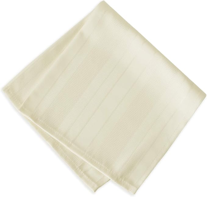 Newbridge Ivory Denley Satin Stripe Fabric Napkins, Heavy Weight No Iron Polyester Holiday Dinner Napkins, Set of 4
